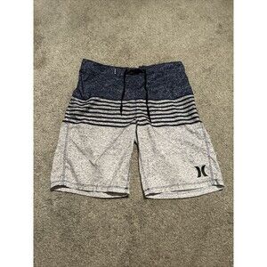 Hurley Board Shorts 30 Grey Blue Swim Trunks Logo Beach‎ No Liner Mens